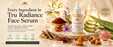    Mulethi licorice root extract face serum for sun tan Indian skin Kumkumadi tailam saffron ayurvedic face serum brightening India    Manjistha herb for skin pigmentation ayurvedic serum Trutatva   