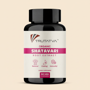 Trutatva Shatavari capsules bottle, 60 veg capsules, root extract