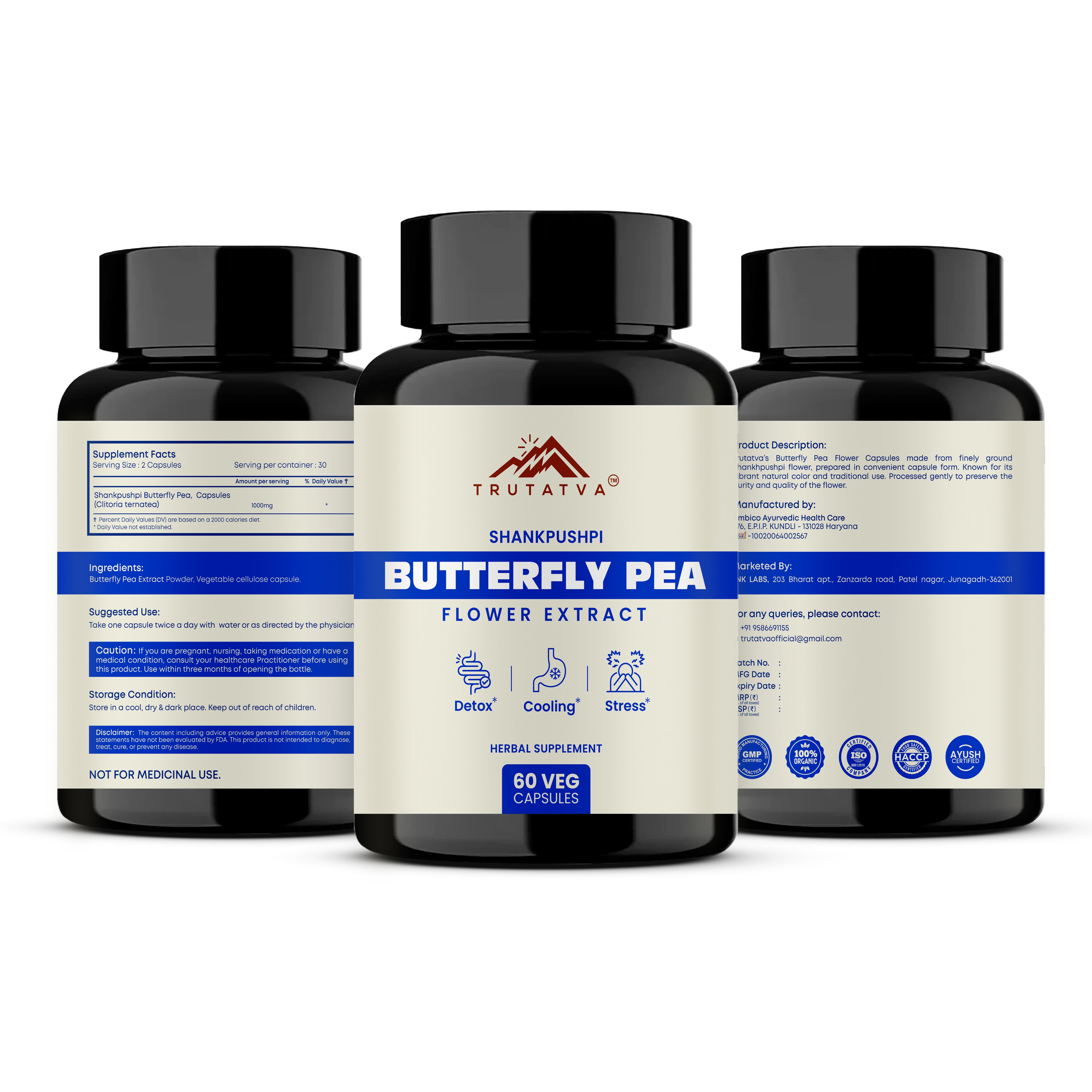 Blue Pea Shankhpushpi capsules by Trutatva – reduces mental fatigue and stress