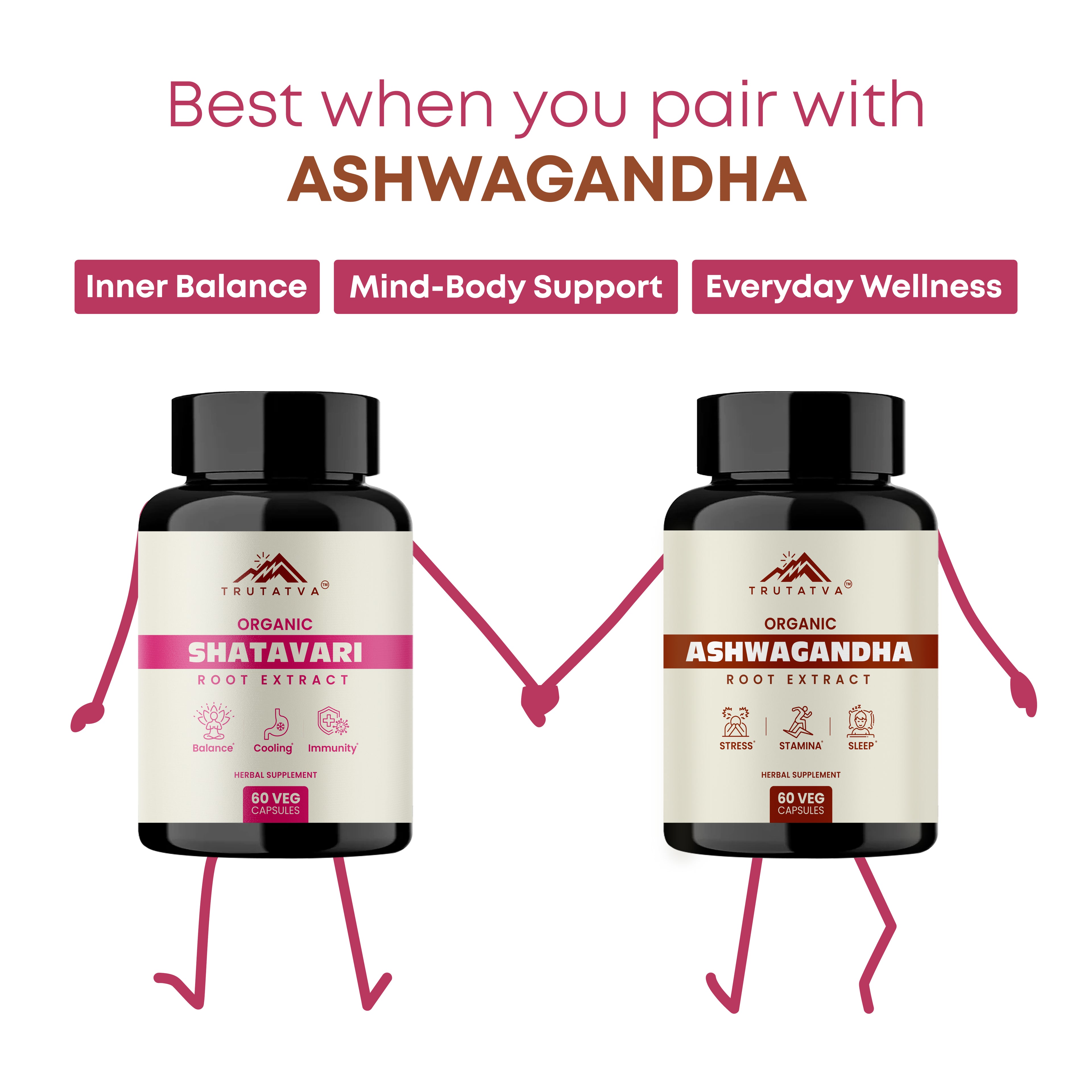 Trutatva Ashwagandha + Shatavari Extract Capsules