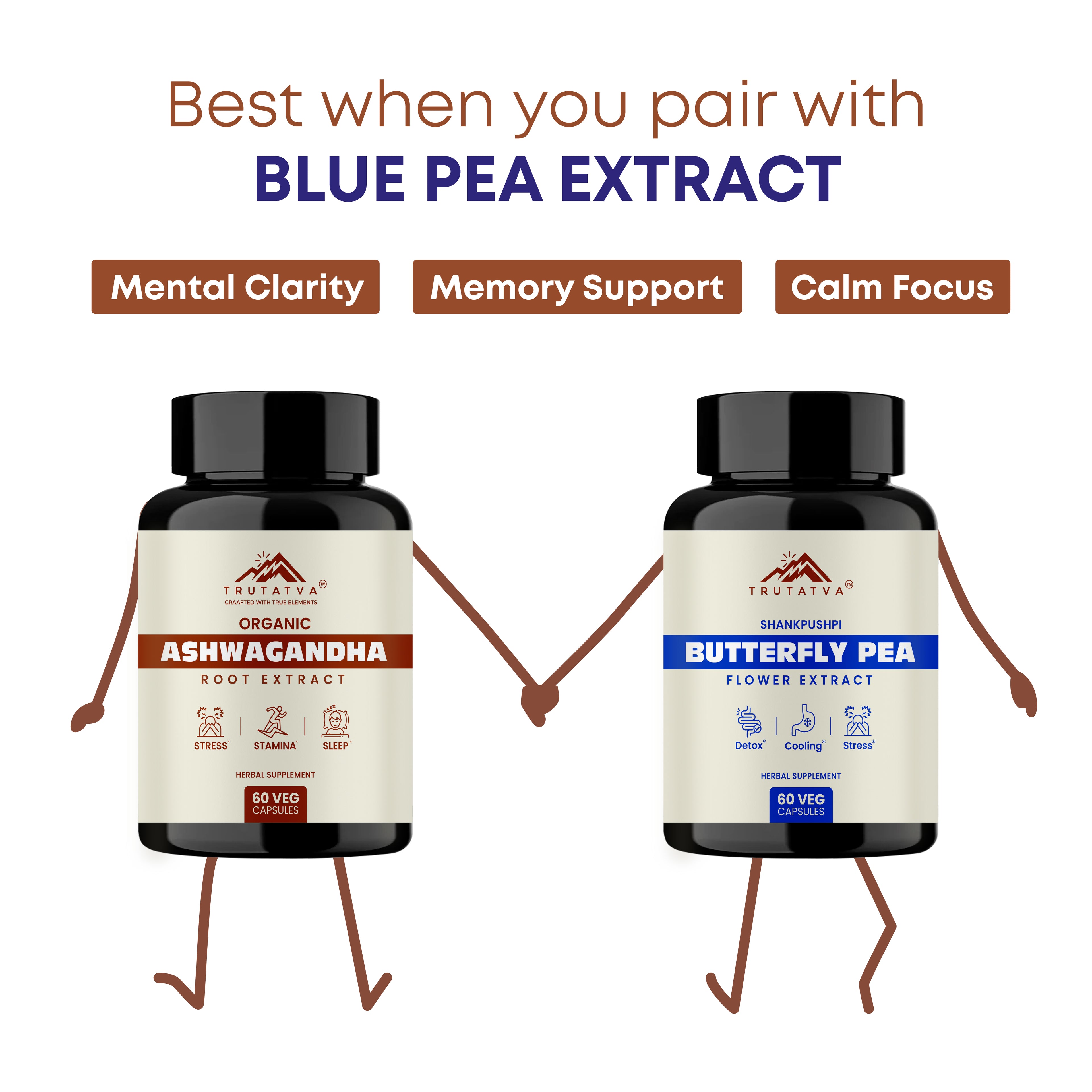 Trutatva Ashwagandha + Blue Pea Extract Capsules