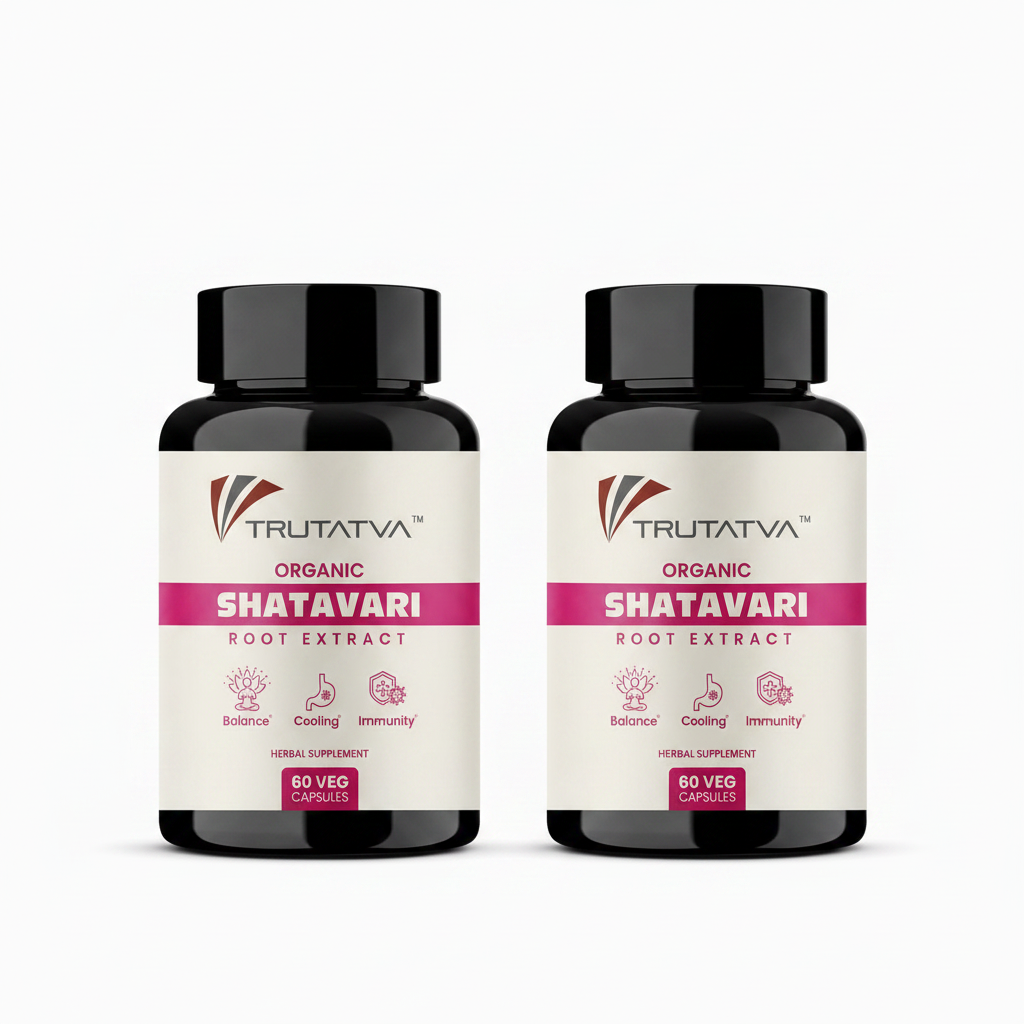 Trutatva Shatavari capsules Pack of 2 on white background