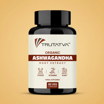 Trutatva Ashwagandha capsules bottle, 60 veg capsules, 500mg