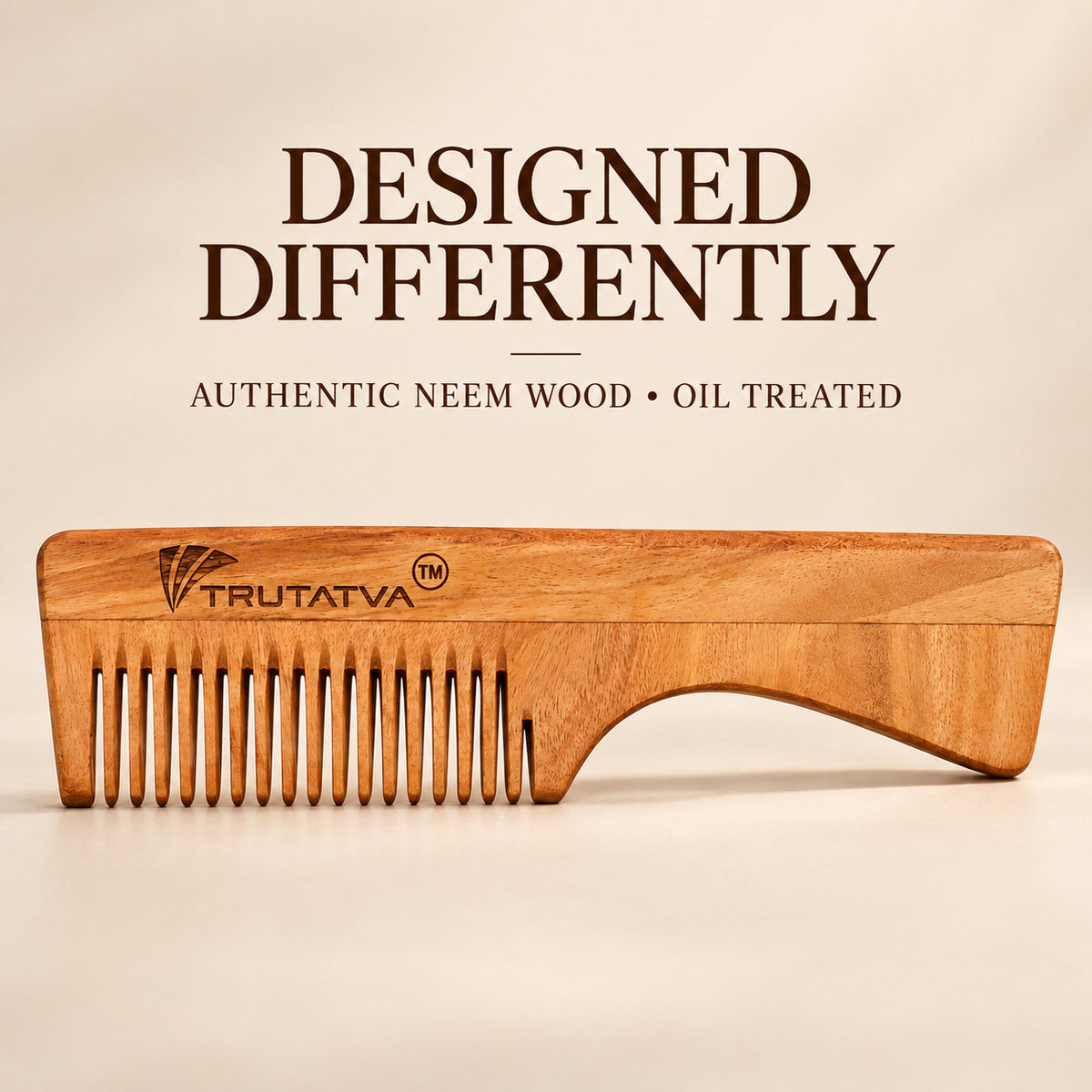 Trutatva Neem wood comb with wide-tooth design