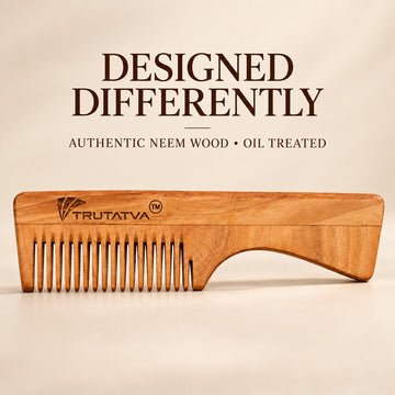 Trutatva Neem wood comb with wide-tooth design