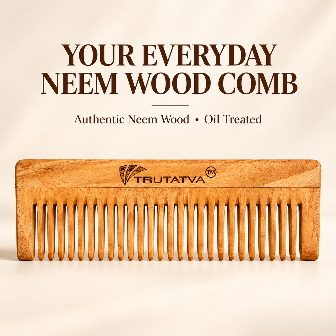 Wide-Tooth Neem Wood Comb